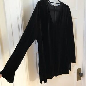 Lafayette 148 size XL tunic black velvet V neck Dolman long sleeve Holiday fest
